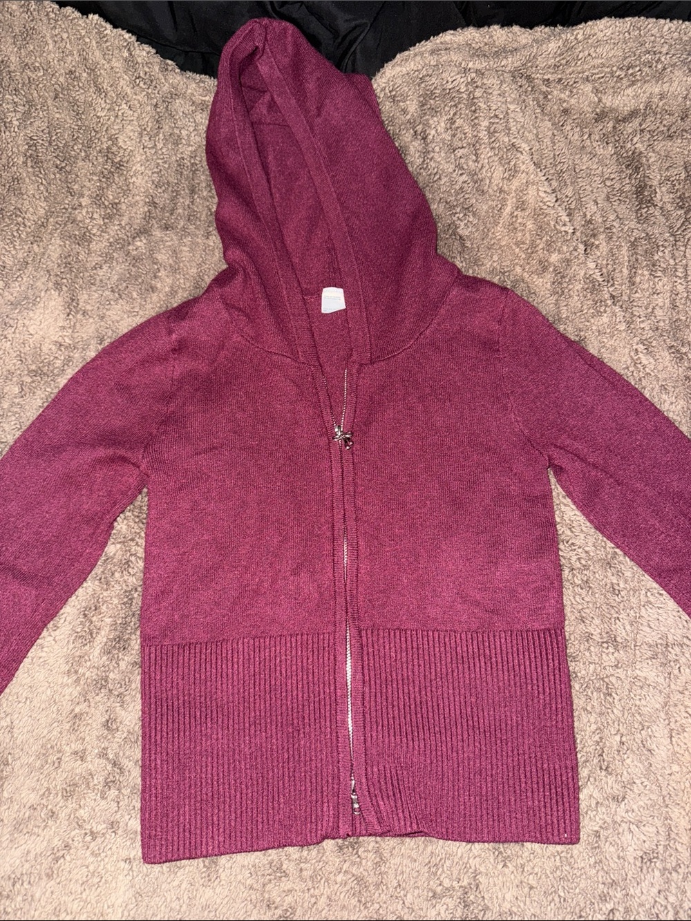 Women's Zip-Up Hooded Sweater in Deep Berry Gilly Hicks